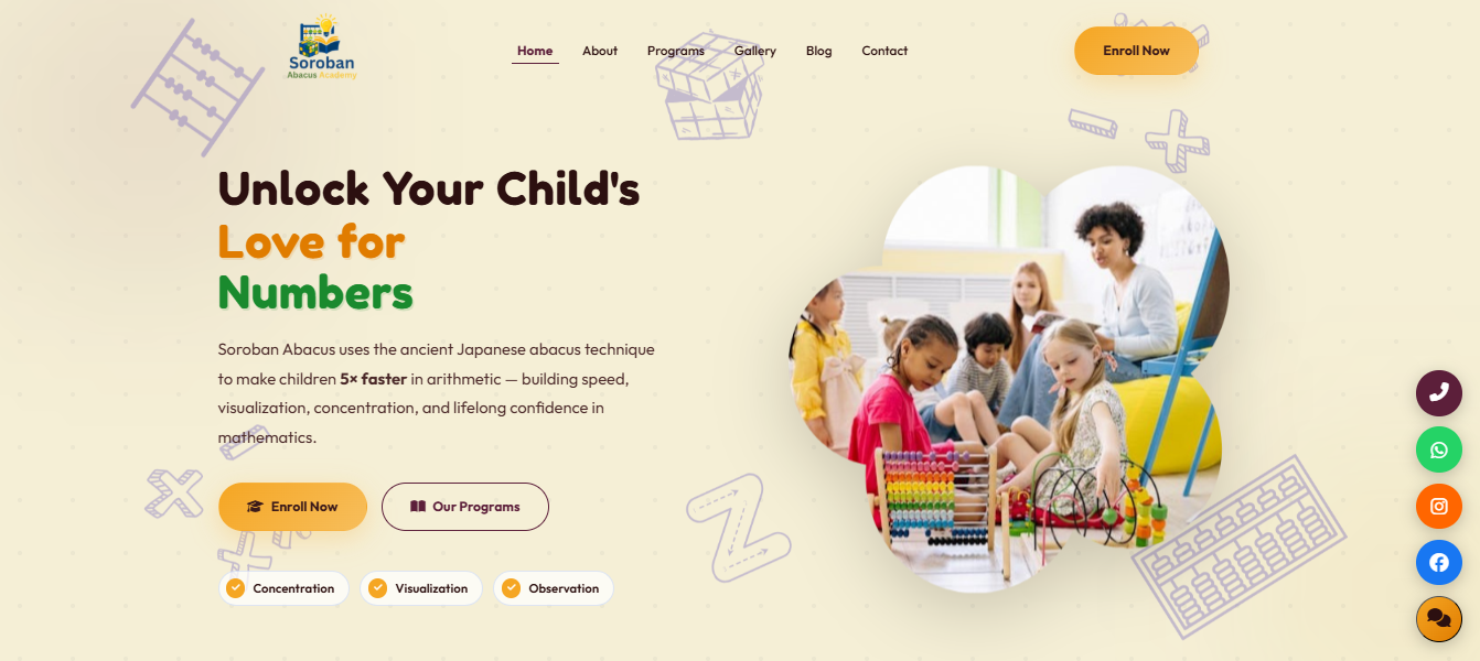 Soroban Abacus Academy Website